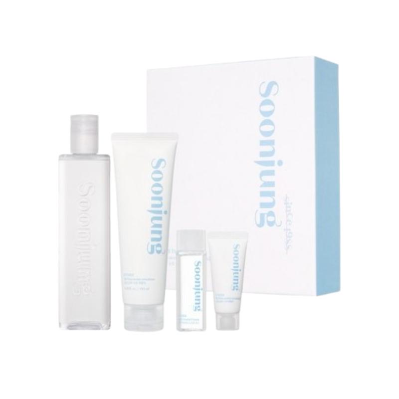ETUDE SoonJung Skin Care Set (2 Kinds) –  Relief Toner 350ml + Emulsion 130ml + Mini Toner 25ml + Mini Emulsion 20ml, Gentle Hydrating Care