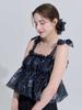 FREEANG Organza Ribbon Top - Black