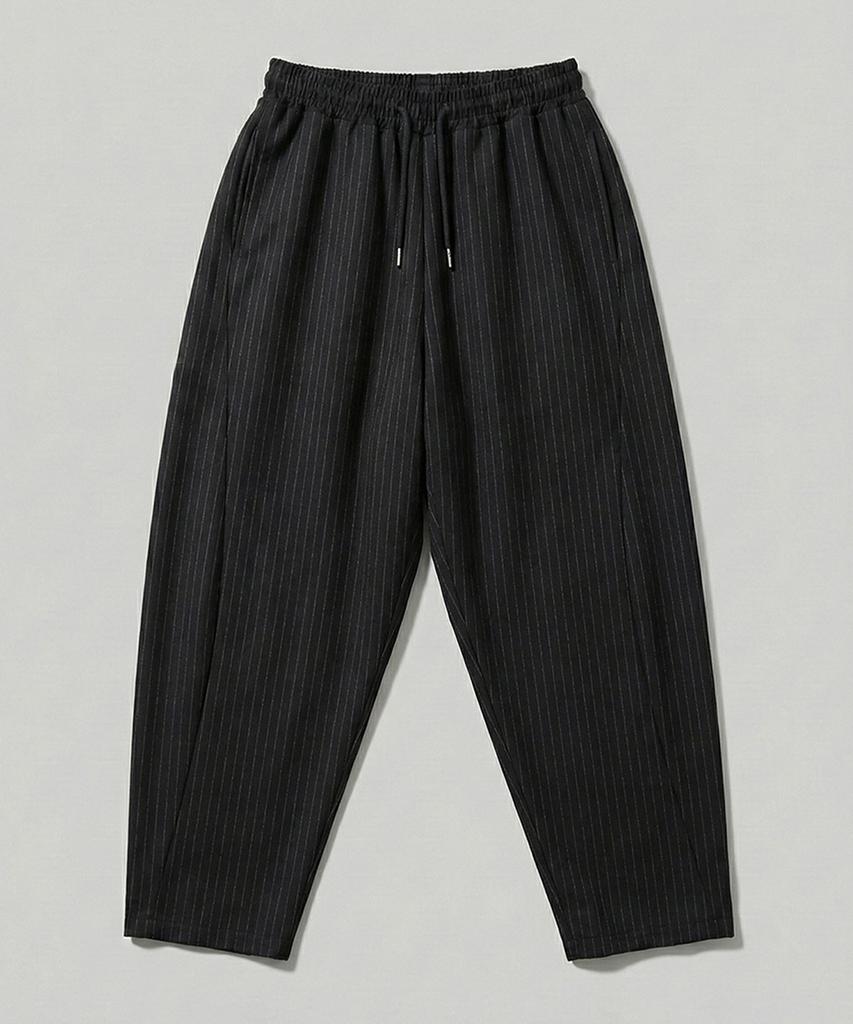 CHICKS Curved Stripe Balloon Banding Slacks Black