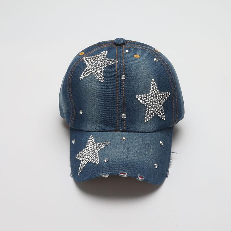 Denim Baseball Cap Women Summer Fall Sunshade Fashion Star Shinning Cap Female Hat Casual Adjustable Snapback Gorro