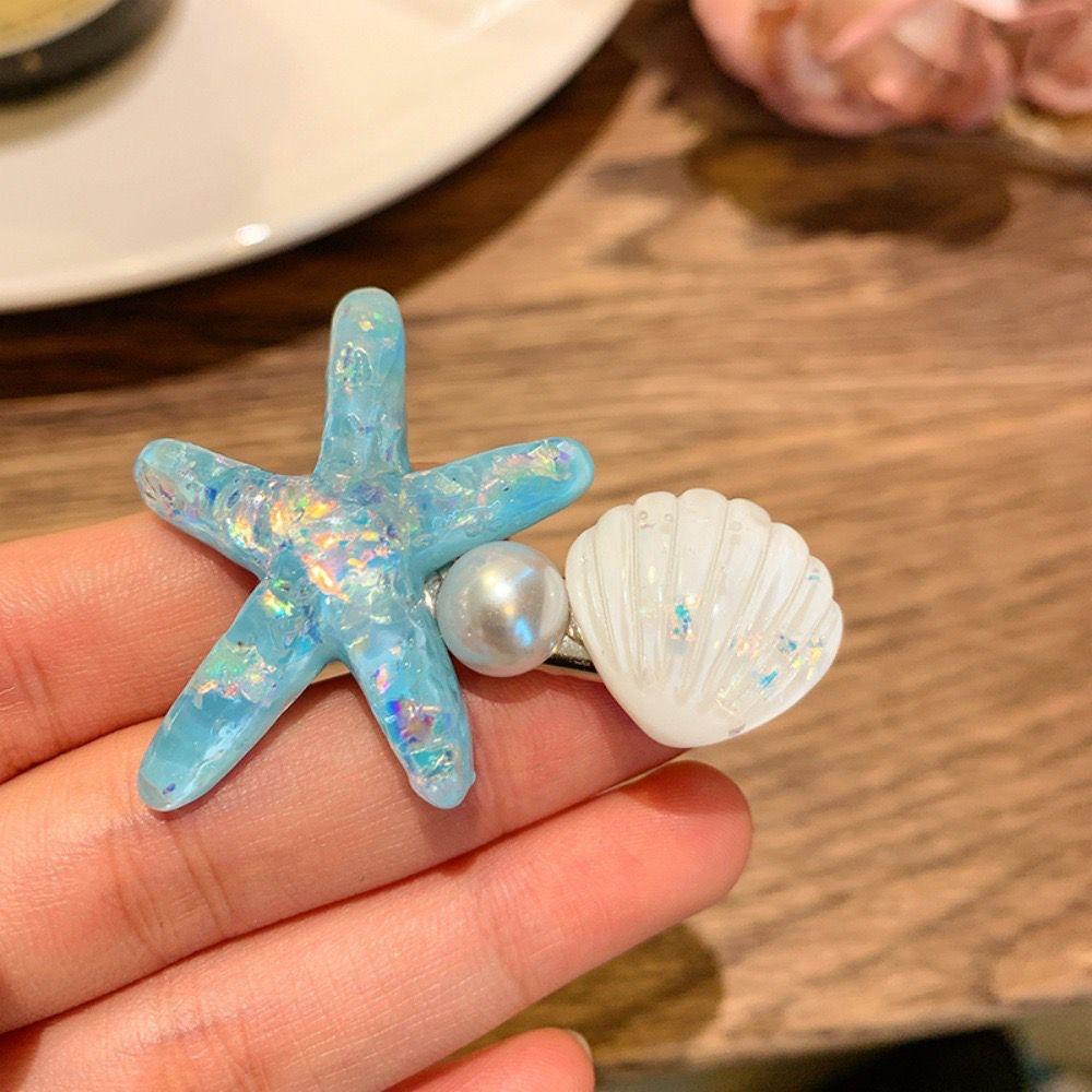 High Quality Mint Green Sea Shells Hairclips Starfish Metal Hairpin for Women Hair Accessories