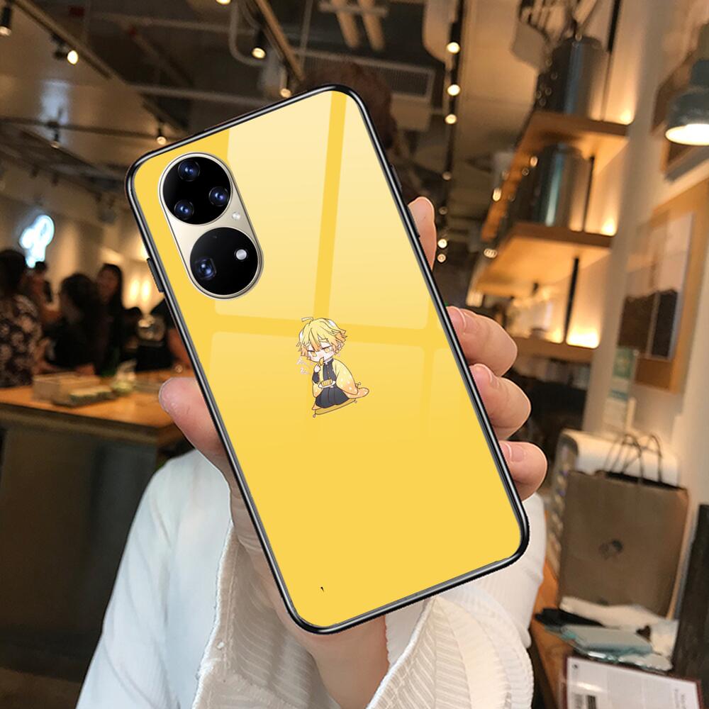 Kamado Nezuko Kimetsu No Yaiba Demon Slayer TPU Weich Gehärtetes Glas Handyhülle Hülle für Huawei P40 Pro lite 5G P30 P Smart Z 20