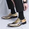 Fashion New Brand Designer Gentleman Pointed Toe Rivet Mixed Dress Shoes For Men Gold Black Wedding Loafers Zapatos Hombre