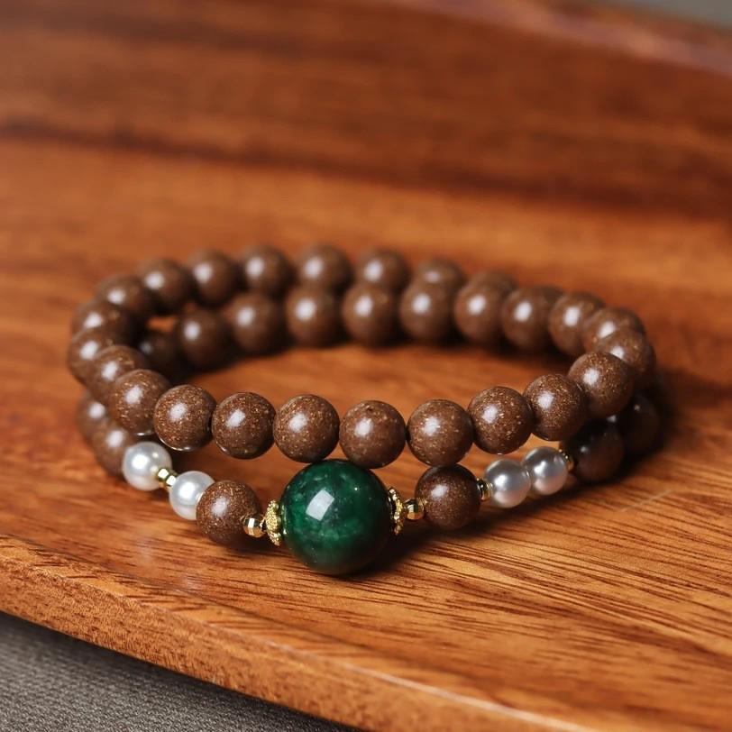 Goose Pear Sleep Aid: Double-Circle 0.8cm Incense Bead Hand-Woven Bracelet