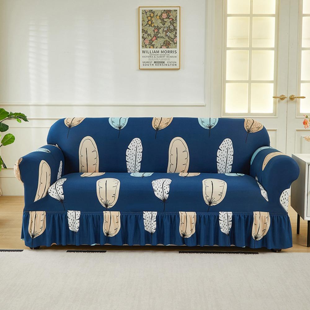 

Elastic Sofa Slipcover Full Coverage Stretchable Anti Slip with Skirt Modern Nordic Home Decor Single S 90-140CM