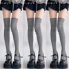 Einfarbige Kniehohe Lange Socken für Damen Japanische Studentin Raffung Lässiges Oberteil Gerippt Gestrickt Oberschenkelhohe Strümpfe Strumpfwaren