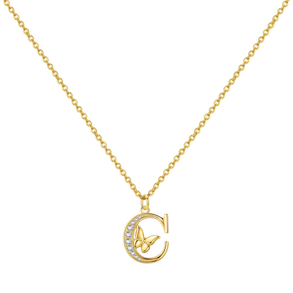 Orstarry 925 Silver Golden A-Z Lucky Letters Necklace Pendant Necklace for Women Birthday Gifts Fashion Fine Jewelry