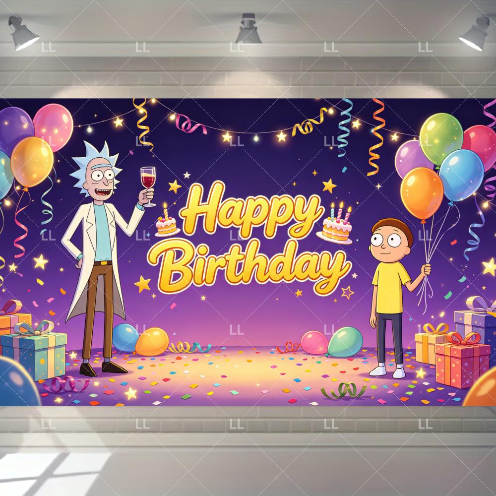 Rick And Morty Fans Child Birthday Party Decoration Anime Character Cake Topper Balloon Set Baby Shower Banner Adults Kids Gift