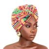 New Women African Print Pleated Turban Knotted Headwraps Elastic Head Scarf Floral Beanie Chemo Cap Bandana Headwear Hair Covers