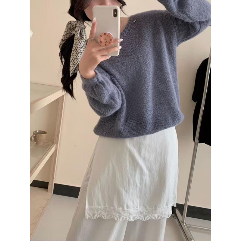 

Тонкий однотонный свободный и нежный ветер мягкий восковой вязаный свитер топ весна и лето новый свитер пуловер женщина one size fits all серый