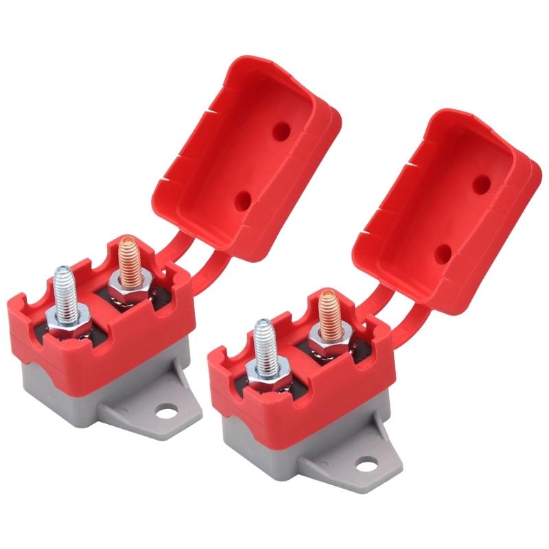 2Pcs 25A Circuit Breaker Auto Reset Function Red Sheath Design Fixed Mounting Wing for 6-28V Voltages Ranges Systems