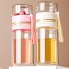500ml doppelwandige Glas-Teekanne mit Infuser, tragbarer auslaufsicherer Reisebecher mit Edelstahlfilter, hitzebeständig für das Büro