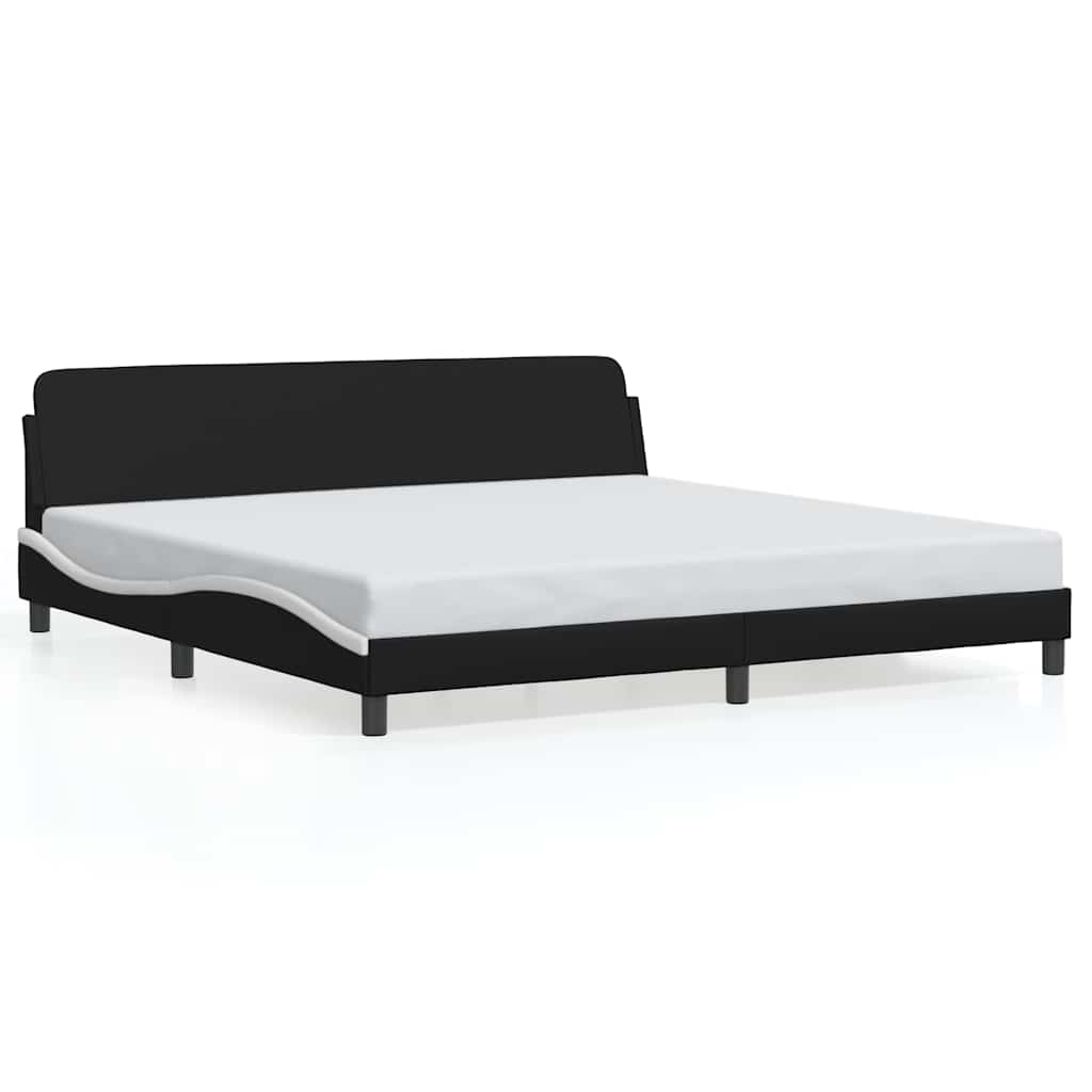 Dover  Bed Frame Black and White 200x200 cm Faux Leather