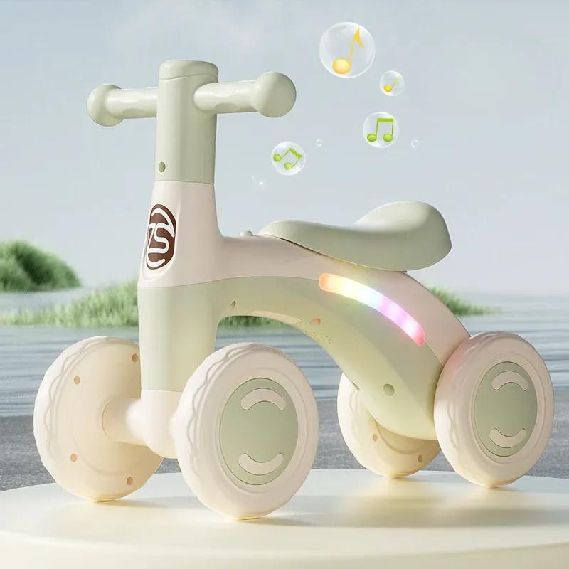 Kippschutz Baby Laufrad Alter 1-3 4-Rad Leiser Rutschfahrzeug Gehwagen Spielzeug Kleinkind Trainings-Fahrzeug mit Sicherheitsrädern Indoor Outdoor