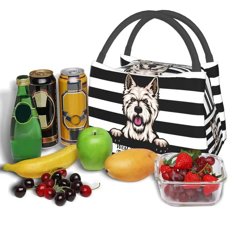 Custom Peeking Dog West Highland White Terrier Lunch Bag Thermal Cooler Insulated Lunch Boxes for Picnic Camping Work Travel