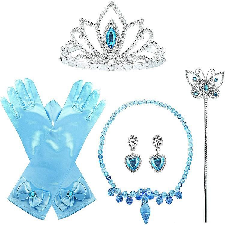 Children'S Accessories Set Love Snowflake Crown Magic Wand Princess Necklace Gloves