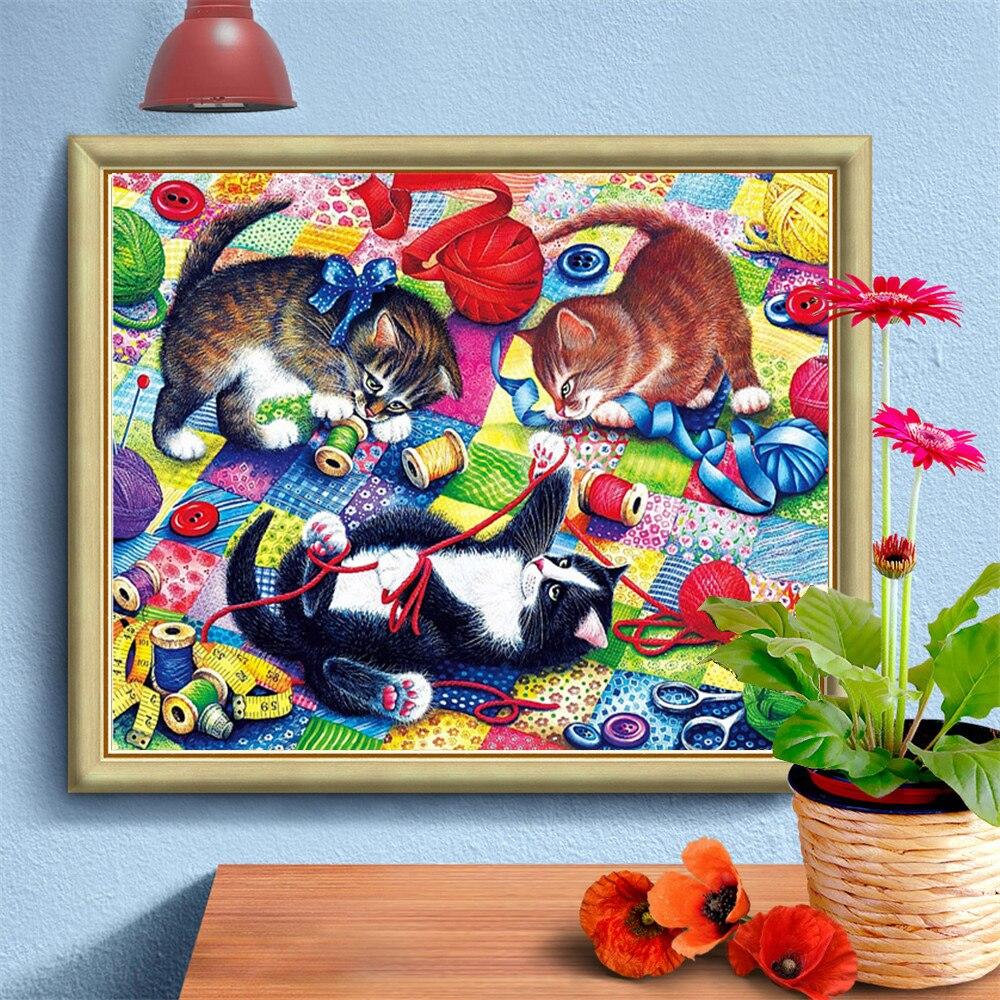 Diamond Painting Cat Full Square Kits For Cross Stitch Diamond Embroidery Animal Mosaic Rhinestone Art Christmas Gift
