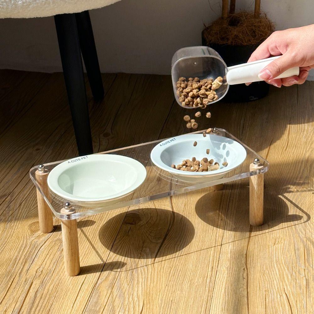 Protect Cervical Spine Raised Cat Feeder Single/Double Bowl Cat Drinking Feeding Bowl  Indoor