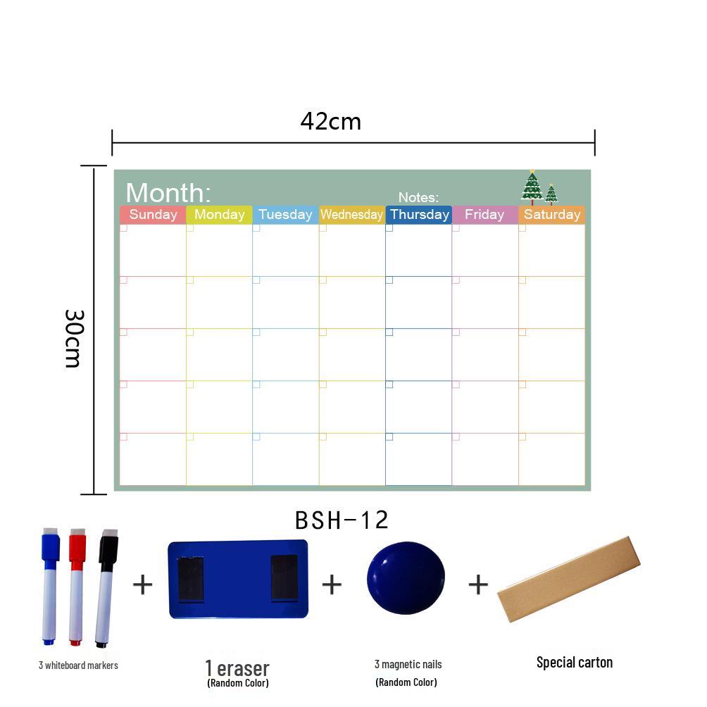 Erasable Magnetic Calendar & Whiteboard Sticker Set for Fridge – Customizable Planner & Message Board