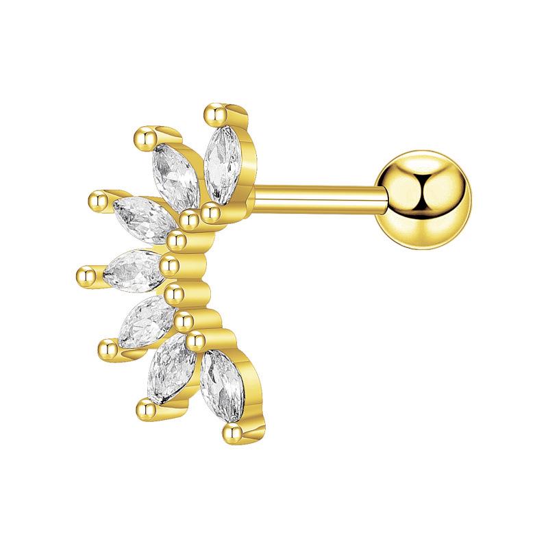 Floral Pave Diamond Mini Screw Stud Earrings 