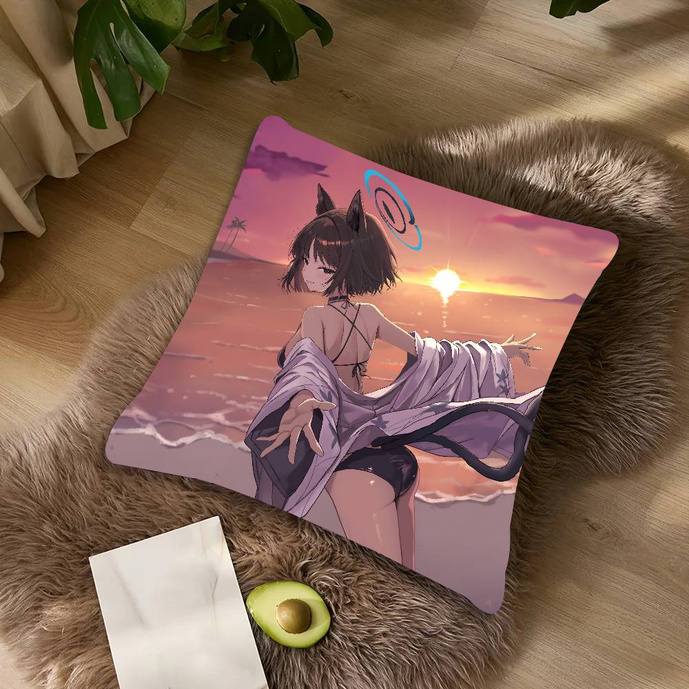 Kawaii Girl Cool Game Blue Archive Cushion Cover Decor Home Throw Pillow Covers For Couch Camping Pillow Cover Decorations