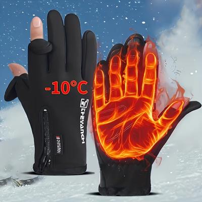 1 Par de Luvas de Inverno Unisex Quentes, Antiderrapantes, Acolchoadas Quentes de Algodão Impermeáveis, Antiderrapantes, À Prova de Vento - Para Desportos ao Ar Livre,