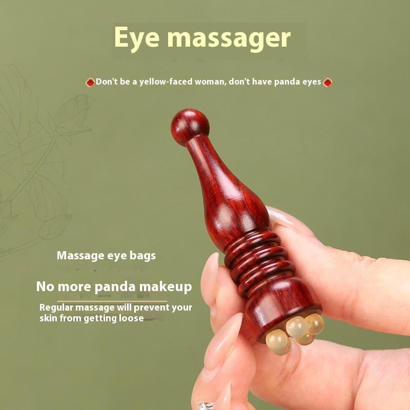 1Pcs Sandalwood Eye Massage Stick Five Beads Lotus Seedpod Face Massage Tools Gua Sha Face Skin Care Massager Reduce Puffiness
