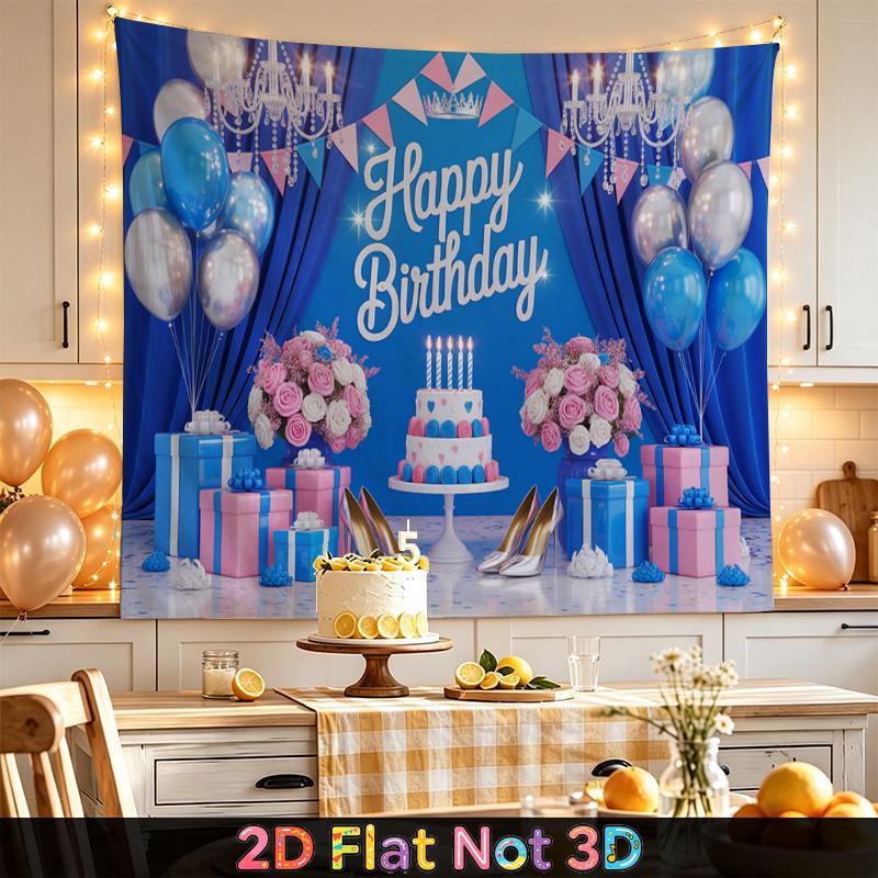 Party Backdrop Happy Birthday Birthday Balloon Blue Photo Booth Background Front Door Decor