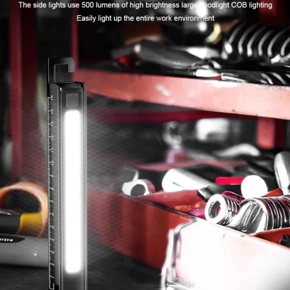 Magnetic Folding Strong Work Light 180° Rotable Multi-Function Ruler & Inspection LED Pen Flashlight for Outdoor Camping