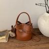 Litchi-pattern Handbag - Soft Leather Bucket Bag - Versatile Commuter Crossbody Bag