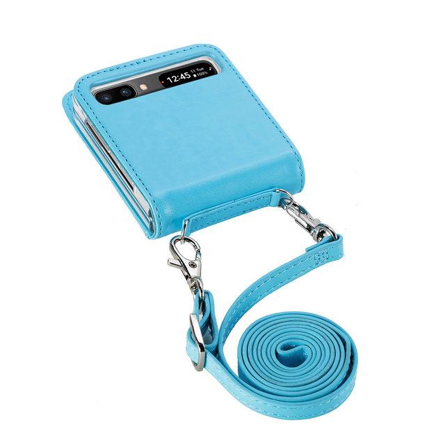 Leather Wallet Phone Strap Case For Samsung Galaxy Z Flip 3 Flip4 Flip 4 Flip3 5g Flip Card Pocket Non -Fingerprint Cover Fundas