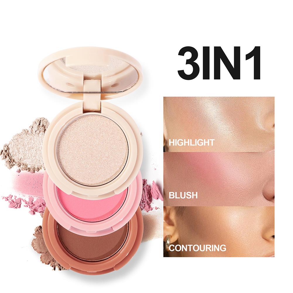 Three In One Compact: Highlighter, Eyeshadow, Contouring - 6g