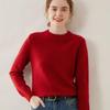 Women's Plus Size 100% Wool Thickened Round Neck Sweater - Winter Solid Color Pullover