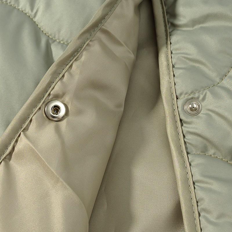 Womens Casual Quilted Cotton Padded Jacket Round Neck Long Sleeve Warm Winter Coat Fashion Style