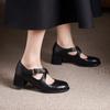 Fashion Fashion Round Toe High Heels 2025 Spring Summer Pumps Genuine Leather Buckles Mary Jane Party Wedding Shoes Woman Women Heels