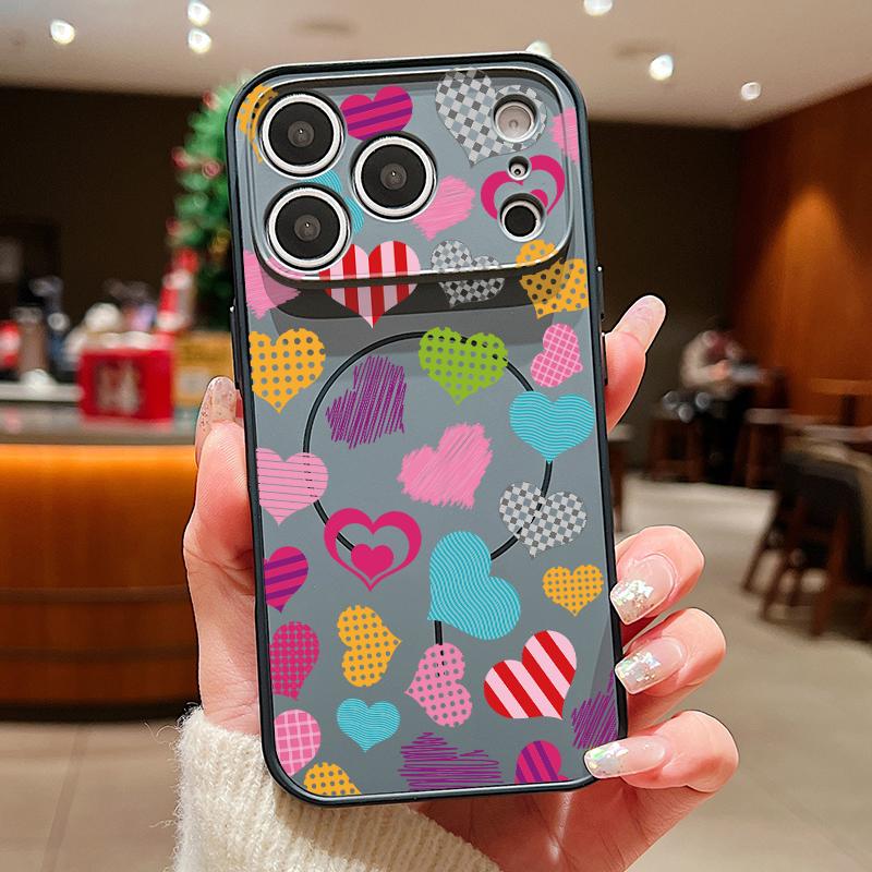 Cute Candy Love Heart Case For iPhone 17 18 Pro Max Magnetic For Magsafe Skin Feel Hybrid Phone Cover For iPhone 16 15 14 13 Pro Max