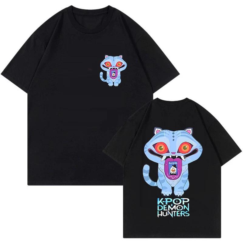 Hot Sale Saja Boys Kpop Demon Hunters Funny Tiger Graphic Print T-shirt Women Men Summer New Tee Cotton Comfortable Short Sleeve Casual Oversized Top