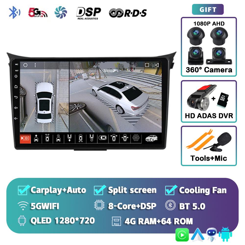 Android 14 Carplay Auto Car Radio For Hyundai I30 Elantra GT 2012 2013 2014 2015 2016 GPS Navigation Multimedia Player 4G Stereo