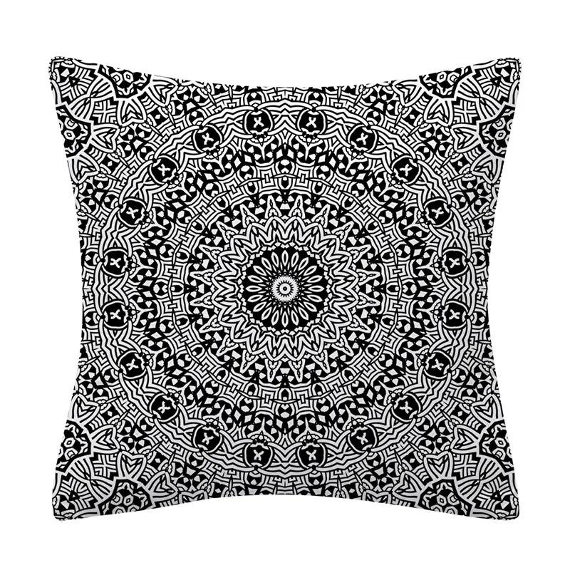 Ethnischer Stil Sofakissen Blau und Gelb Mandala Muster Kissenbezug Heimdekoration Sofa Schlafzimmer Auto Kissenbezug