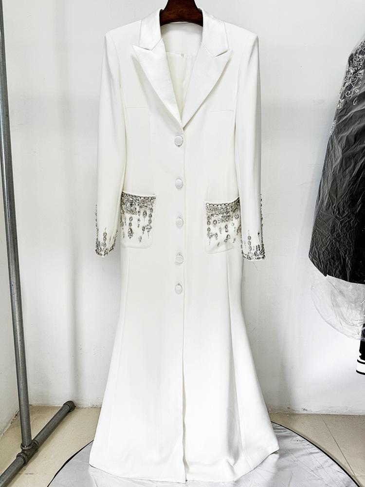 

2025 Celebrity Fashion Rhinestone-Embellished Evening Gown with Fishtail Design Extra Large белый