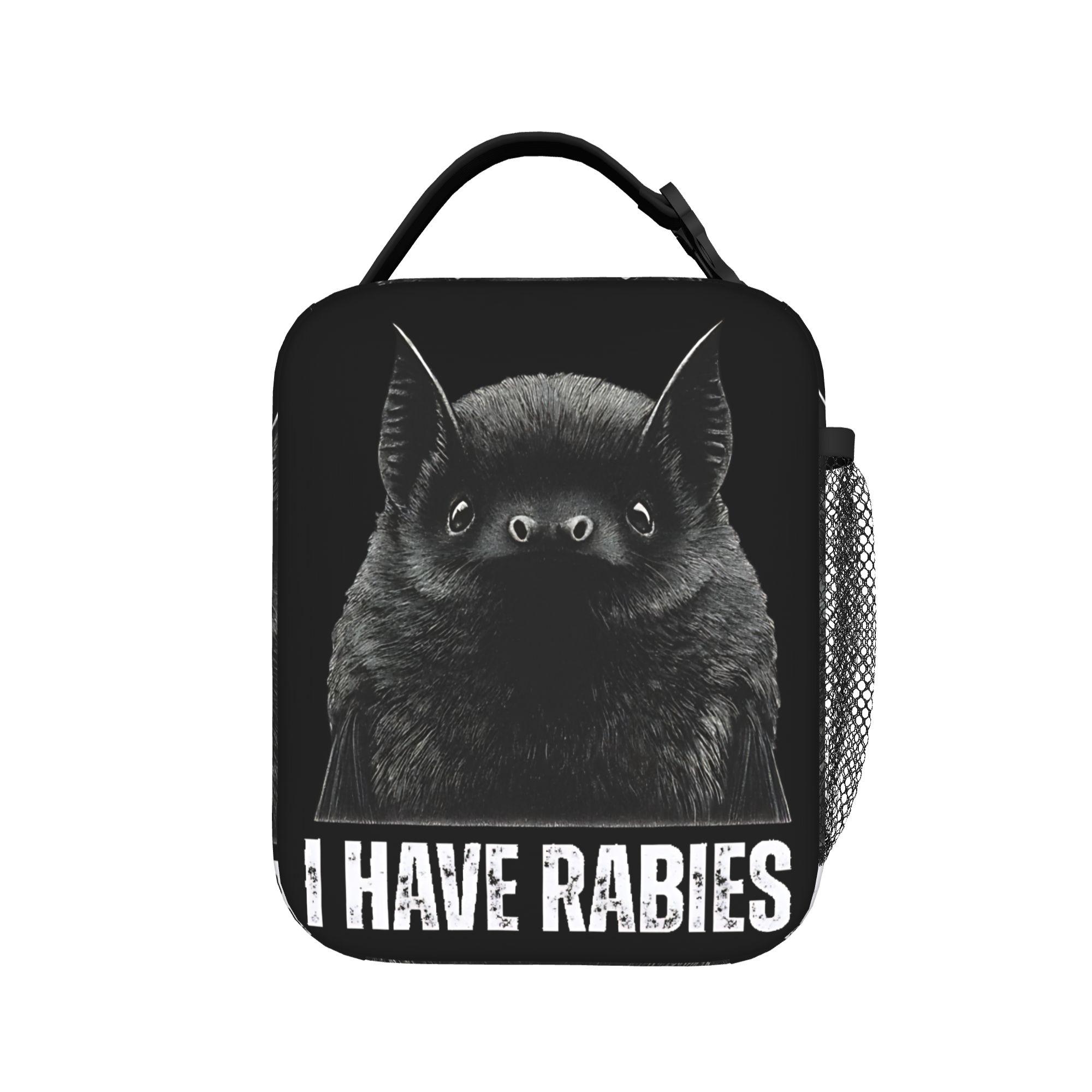 Funny I Have Rabies Bat Lunch Bag Portable Zipper Lunch Box Child Office Graphic Design Cooler Bag Cute Thermal Lunch Bags One Size