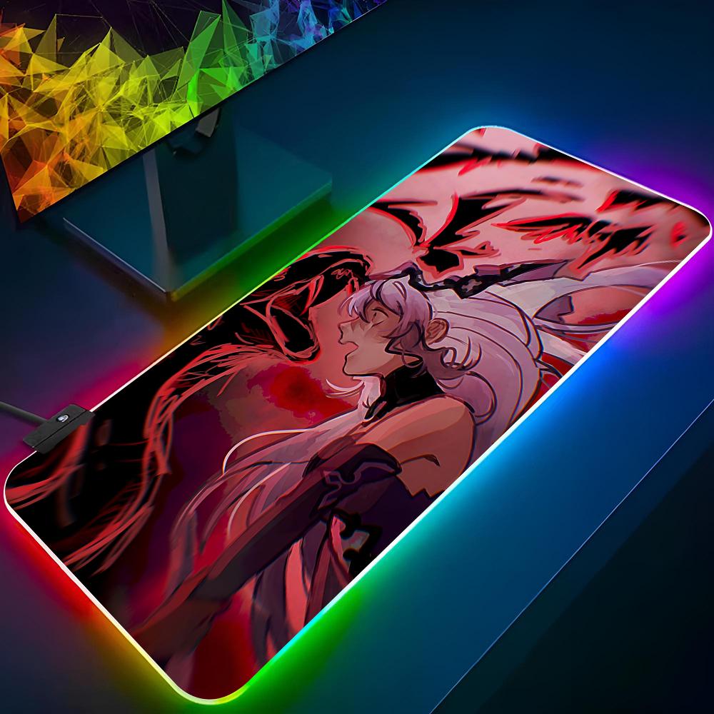Black Swan Honkai Star Rail Cartoon Mouse Pad Gaming Rgb Mousepad Backlit Keyboard Gamer Girl Xxl Laptop Mat Table Pads Deskpad