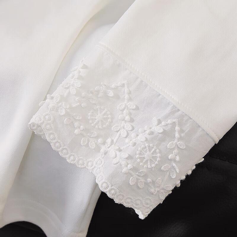 Women's Relaxed Fit Hooded Long Sleeve T-Shirt with Lace Patchwork