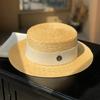 Flat Top Hat Women's Summer British Sunshade Straw Hat Straw High-end Quality Wide-brimmed Sunscreen Hat Vacation Top Hat
