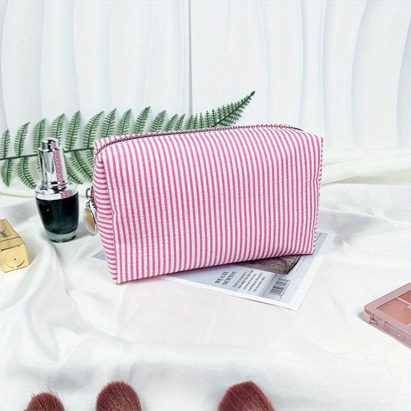 Fashion Women Ruffle Cosmetic Bags Striped Storage Make Up Bags for Women Lady with Zipper Travel Bag Makeup Bag