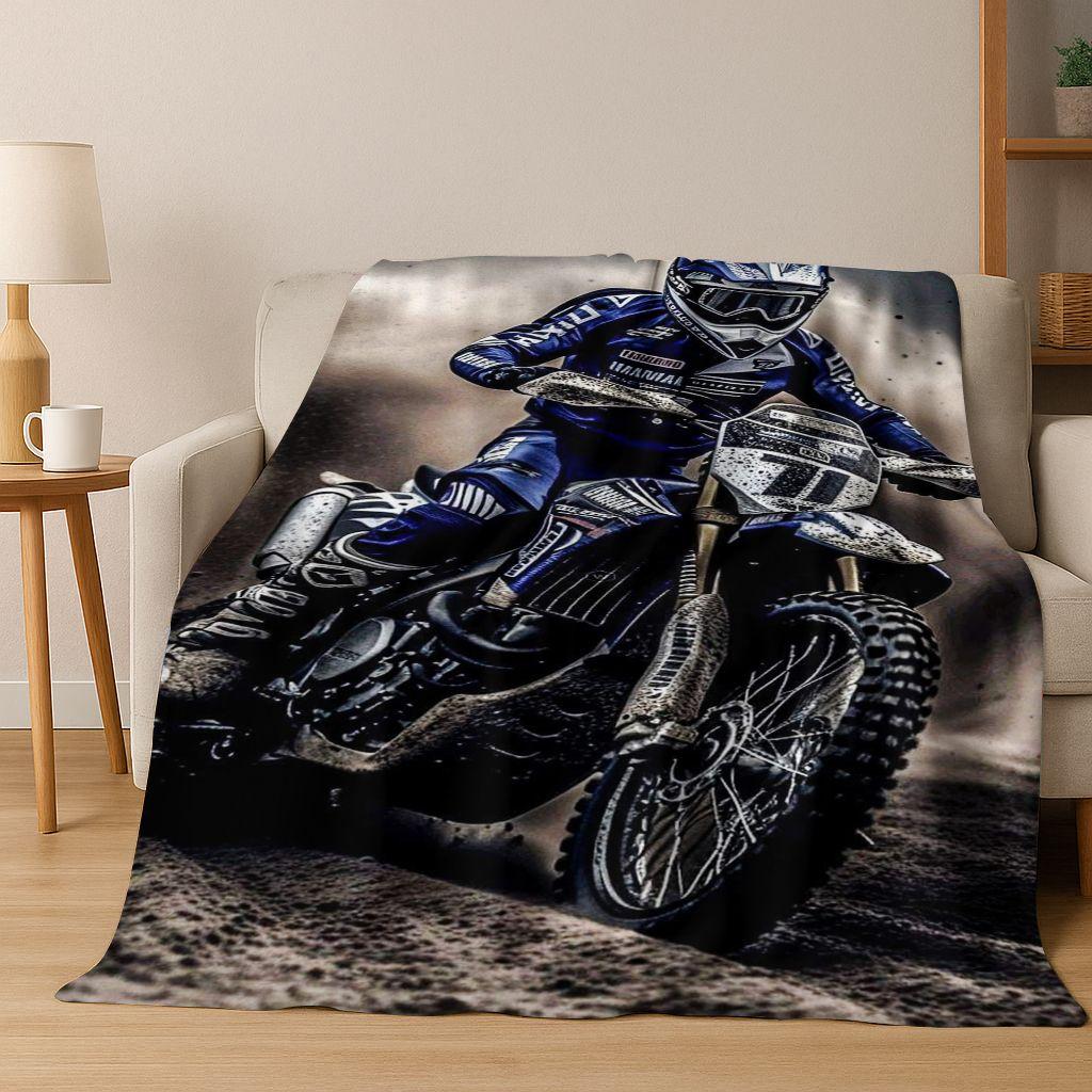 Personalized Motorcycle Rider Motorbike Art Flannel Blanket,Cozy Soft Throw Blanket for Home Bedroom Bed Sofa Picnic Cover Gift
