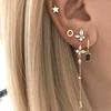 925 Silbernadel Exquisite Weiße Zirkon Steckerohrringe für Damen Geometrische Lange Kette Quaste Ohrringe Luxuriöser Schmuck