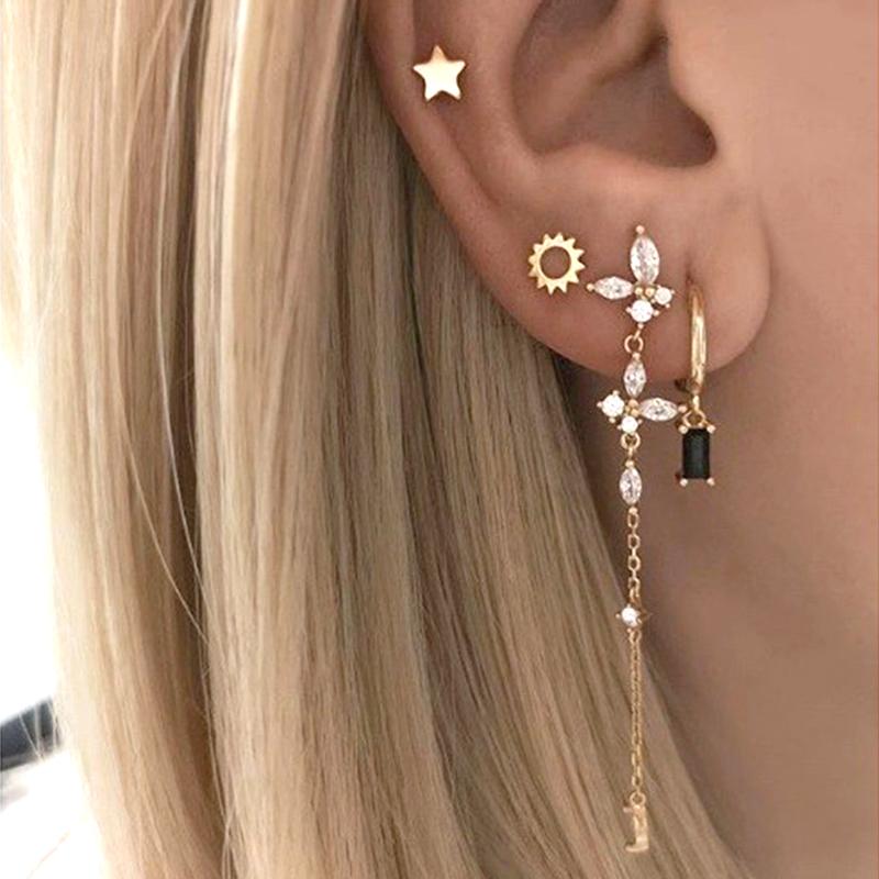 925 Silbernadel Exquisite Weiße Zirkon Steckerohrringe für Damen Geometrische Lange Kette Quaste Ohrringe Luxuriöser Schmuck