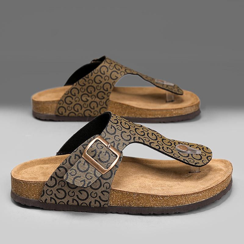 

Summer new men s flip-flops beach pinch breathable open-toed slippers men s shoes Flip-flops 45 коричневый