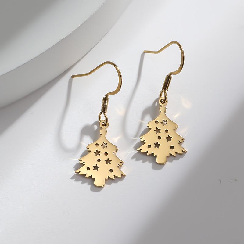 Edelstahl Sternausschnitt Weihnachtsbaum Hängeohrringe